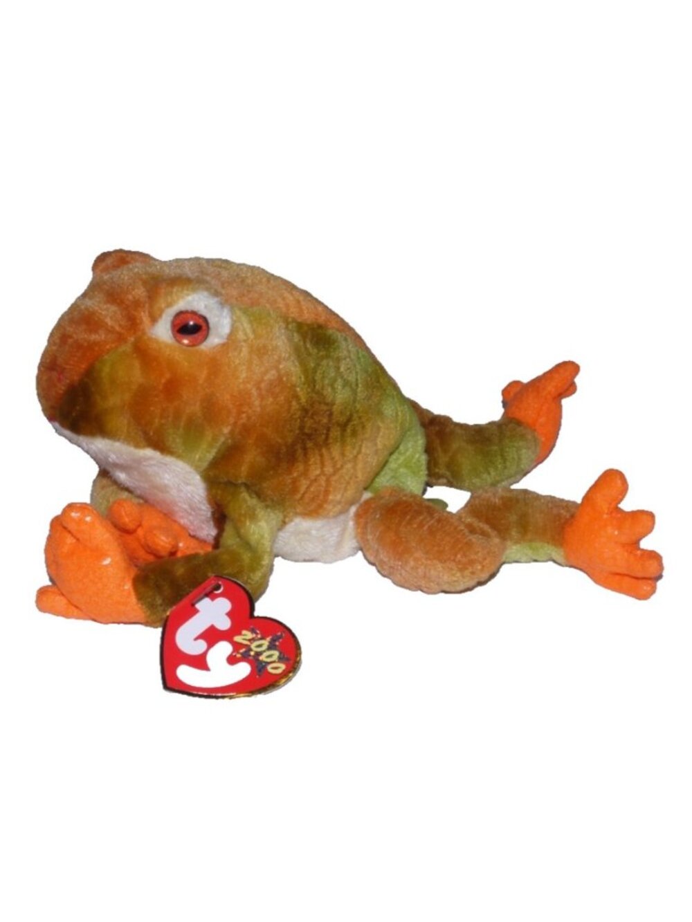 TY Beanie Babies Prince the frog stuffed plush approx 8" long PE pellets 2000